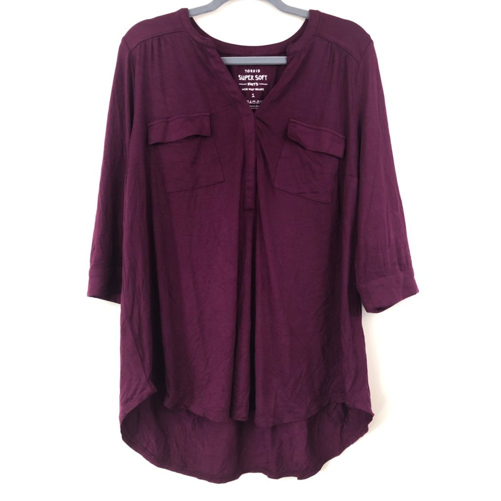 TORRID Purple Soft Knit Double Pocket Size 1